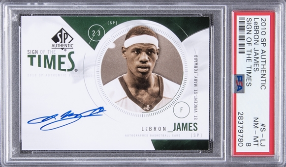 2010 SP Authentic #S-LJ LeBron James Sign Of The Times Rookie Card - PSA NM-MT 8